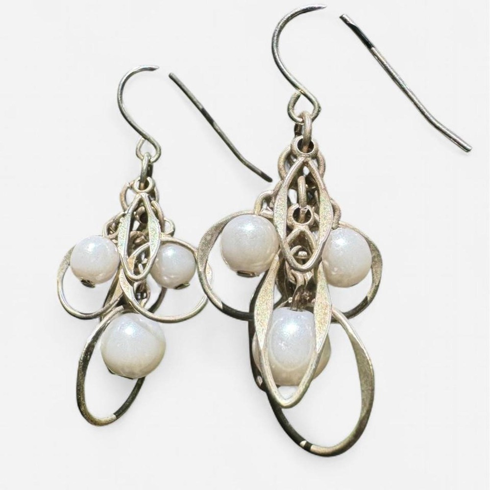 Dangle 90s style cluster earrings with silver wirework